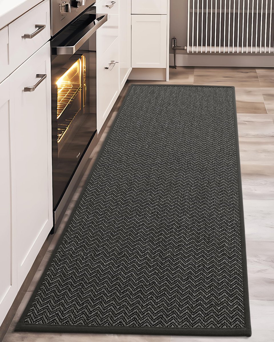 LaMoussawi ® Wasbare Antislip Keukenloper voor Modern Interieur, 43,5 x 150 cm, Donkergrijs